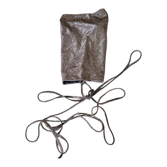 Shein XS Silver Sparkle Sleeveless Tie Closure Tank Top - Picture 1 of 7